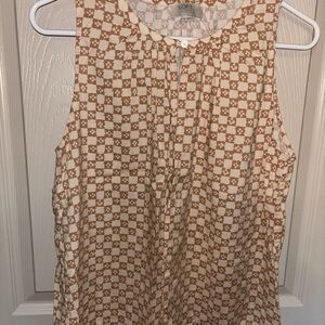 LOFT Tan and White Sleeveless Top
